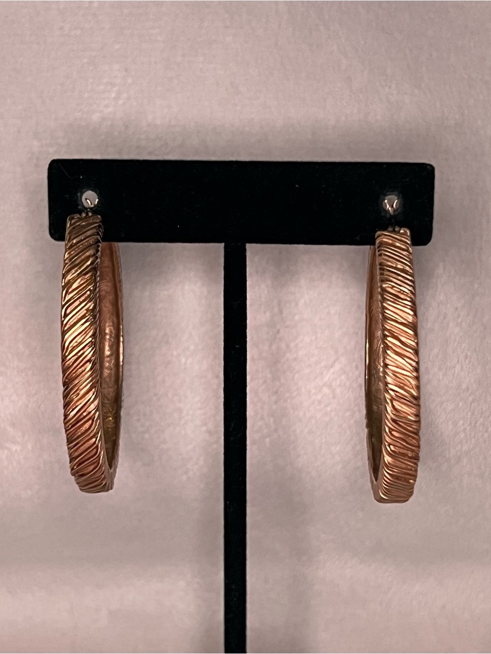 T Tahari Gold Tone Ripple Texture Hoop Earrings